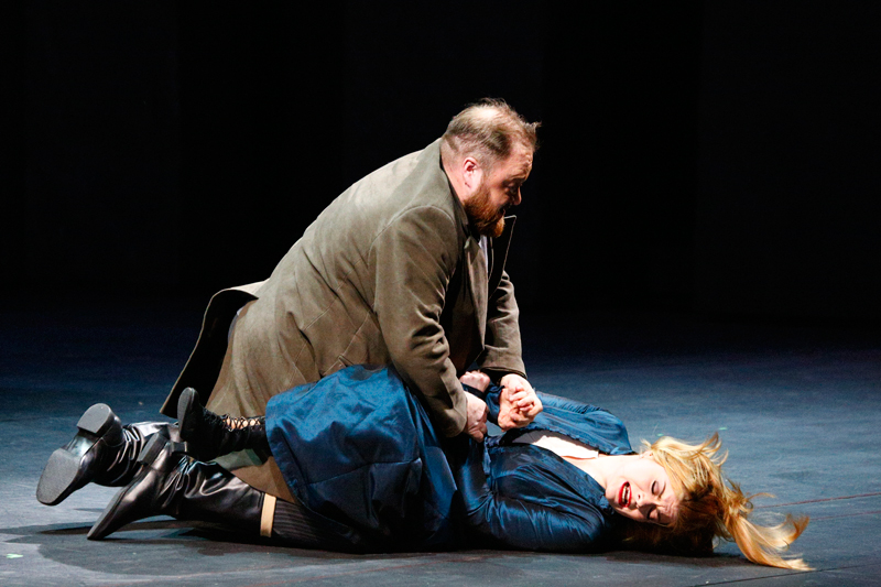 Maxim Paster as Zinoviy Borisovich.<br/> Maria Lobanova as Katerina Lvovna.<br/>Photo by Damir Yusupov.